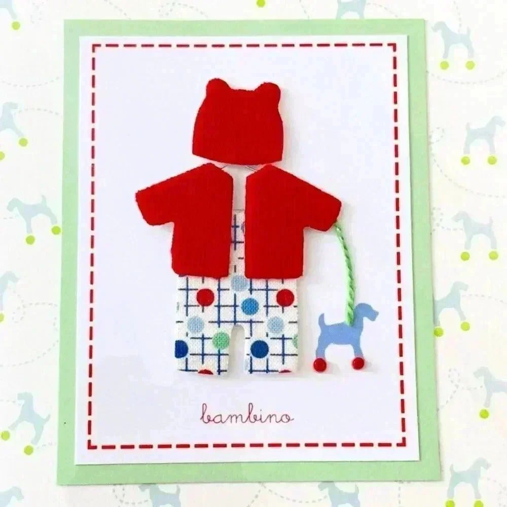 Welcome Baby Boy 3D Outfit Bambino Greeting Card